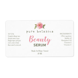 Pink Flower Logo Face Serum Labels