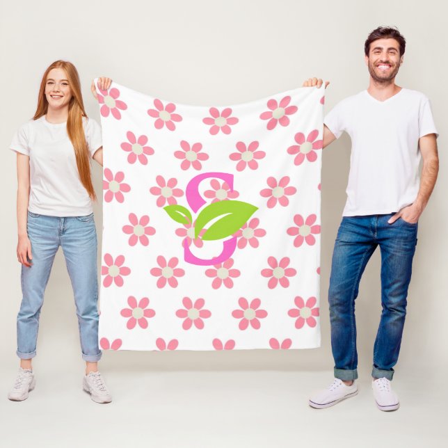 Pink flower logo  fleece blanket (In Situ)