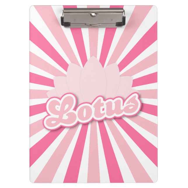 Pink Flower Lotus Clipboard (Front)