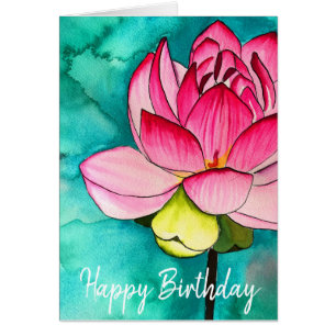 Pink flower lotus fine art watercolor