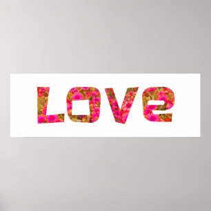 pink flower love typography poster wall art