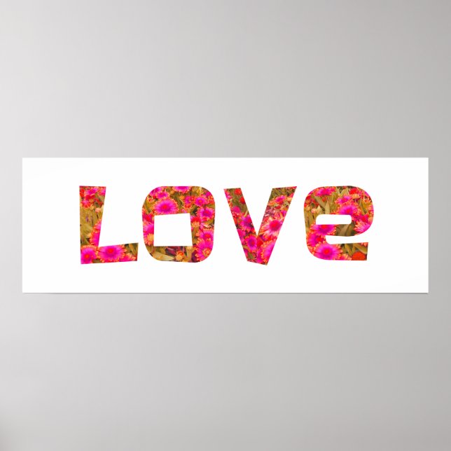 pink flower love typography poster wall art (Front)