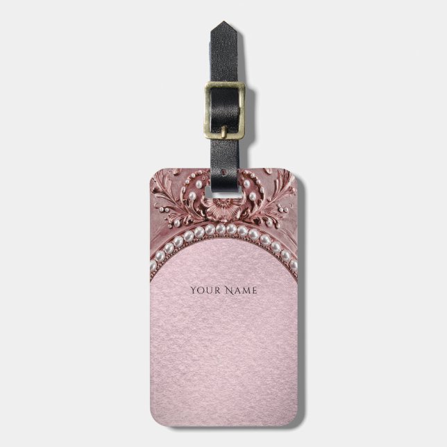 Pink Flower Luggage Tag (Front Vertical)