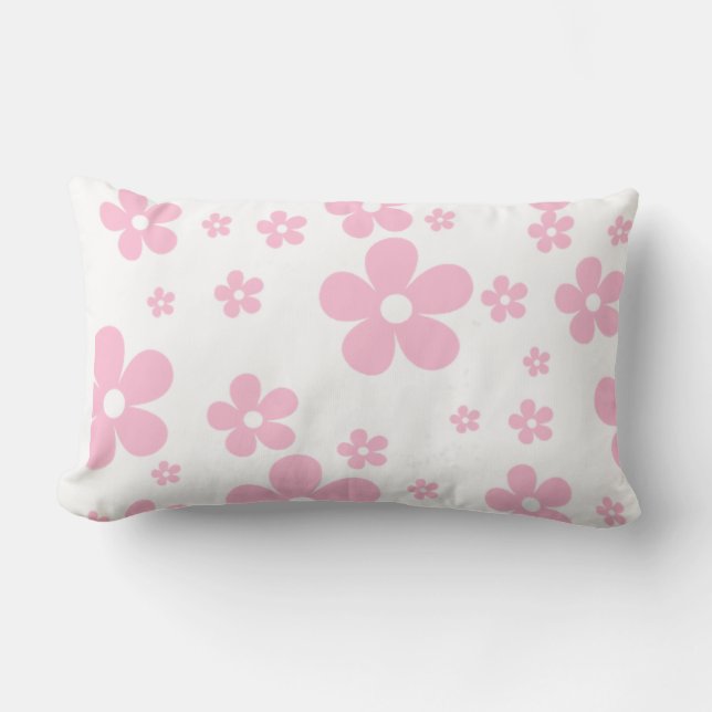 Pink  Flower Lumbar Cushion (Front)