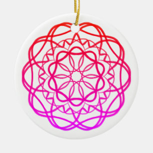 Pink Flower Mandala #3 Ceramic Ornament