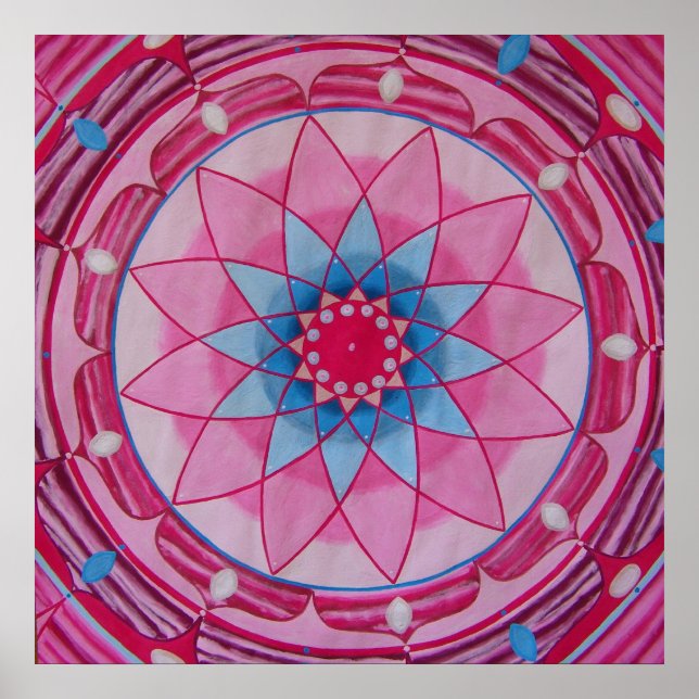 Pink flower Mandala Poster (Front)