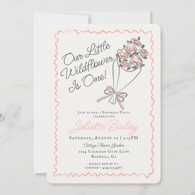 Pink Flower Market Farm FBirthday Invitation (Front)