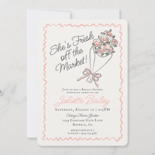 Pink Flower Market Floral Bridal Shower Invitation