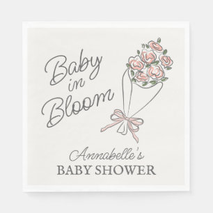 Pink Flower Market Fresh Floral Baby Shower Napkin
