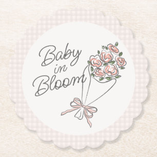Pink Flower Market Fresh Floral Baby Shower Paper Coaster