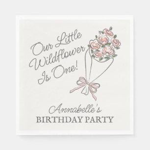 Pink Flower Market Fresh Floral Birthday Napkin