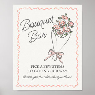Pink Flower Market Fresh Floral Bouquet Bar Sign