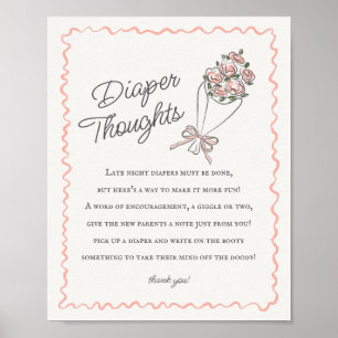 Pink Flower Market Fresh Floral Diaper Thoughts Poster