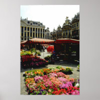 Pink Flower market in main square, Brussels, Belgi