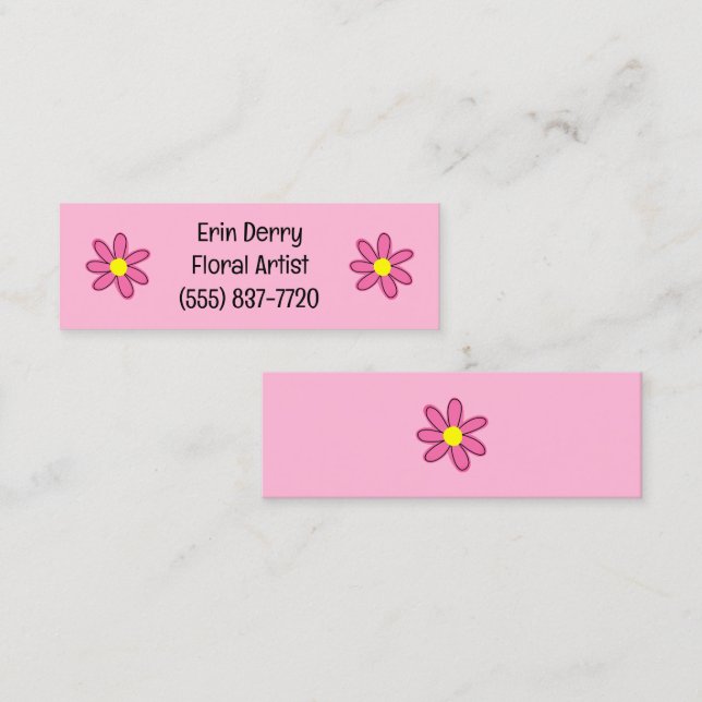 Pink Flower Mini Business Cards (Front/Back)