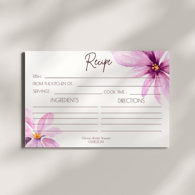 Pink Flower Minimalist Recipe Card (Creator Uploaded)