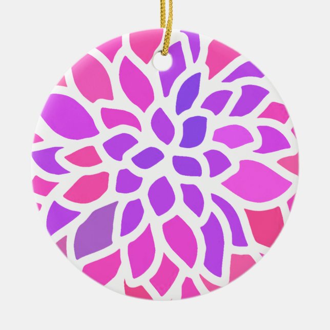 Pink Flower Modern Colourful Ceramic Ornament (Front)