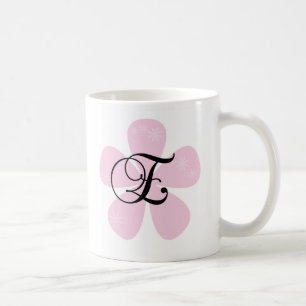Pink Flower Monogram E Coffee Mug
