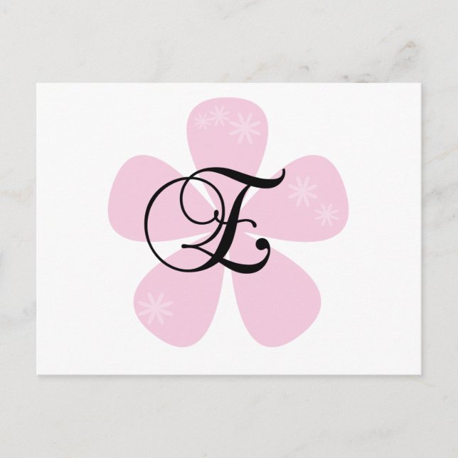 Pink Flower Monogram E Postcard (Front)