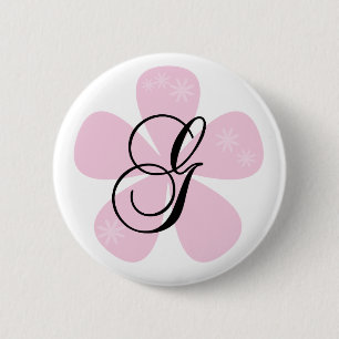 Pink Flower Monogram G 6 Cm Round Badge