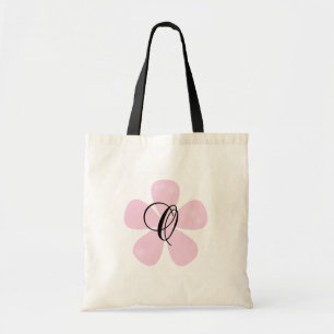 Pink Flower Monogram O Tote Bag