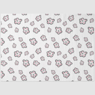 pink flower motif tissue paper