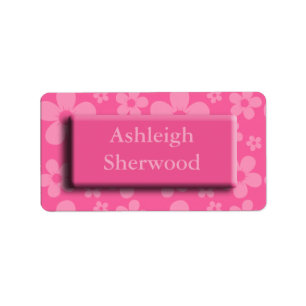 Pink Flower Name Label