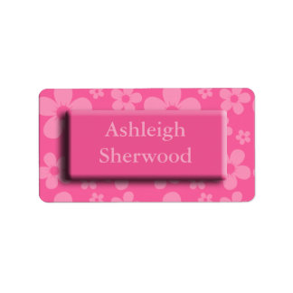 Pink Flower Name Label