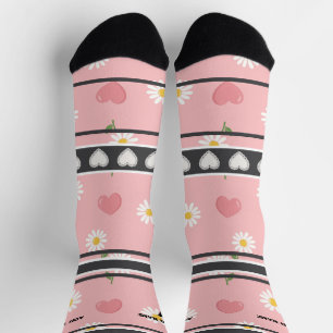 Pink Flower- Name Number Socks