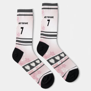 Pink Flower- Name Number Socks
