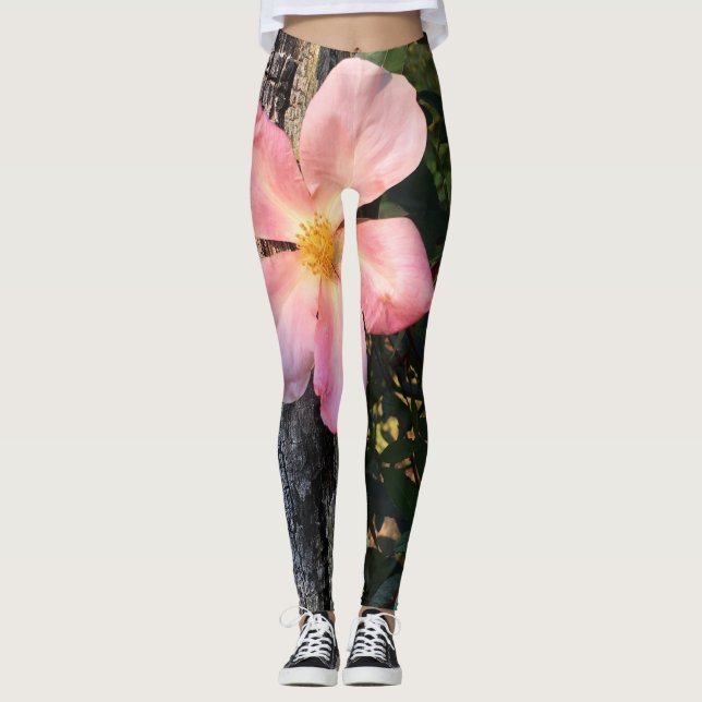 Pink Flower Nature Leggings (Front)