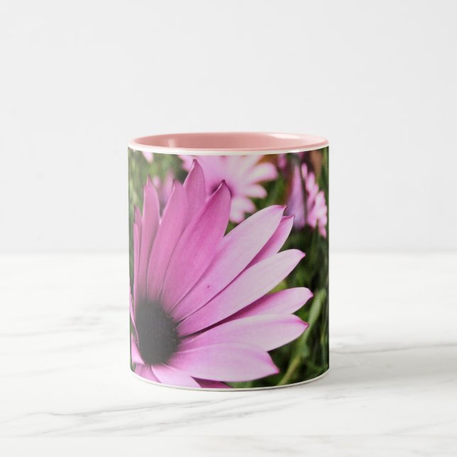 Pink Flower Nature Two-Tone Coffee Mug (Center)