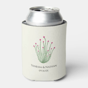 Pink Flower Ocotillo Cactus Wedding Can Cooler