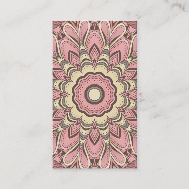 Pink Flower of Love - Mandala Business Card (Front)
