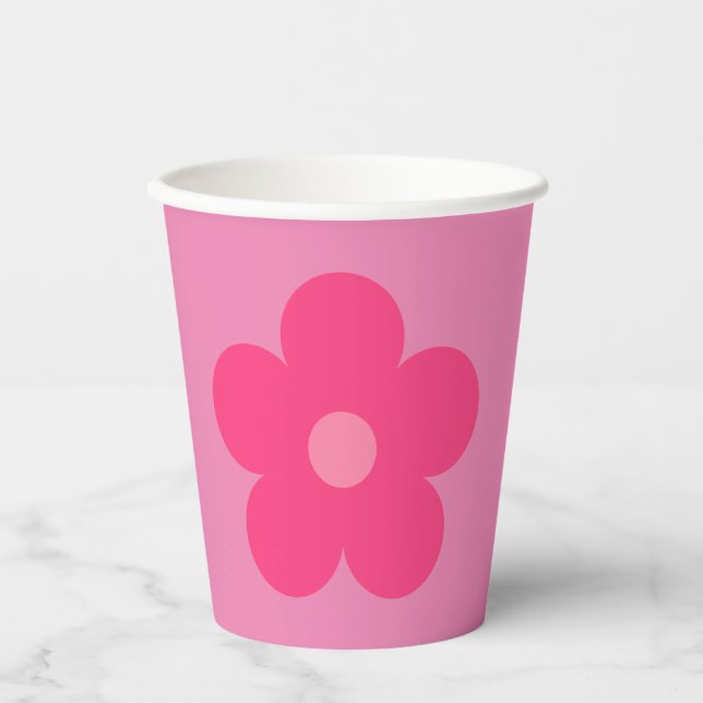 Pink Flower Paper Cups (Front)