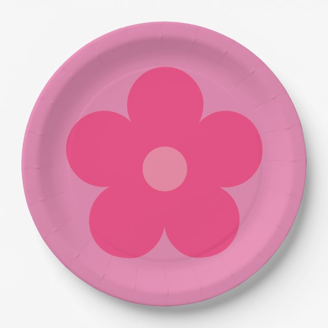 Pink Flower Paper Plate (Front)