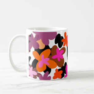 Pink flower pattern coffee mug