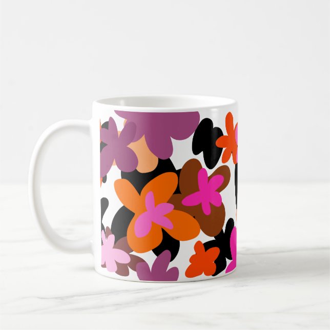Pink flower pattern coffee mug (Left)