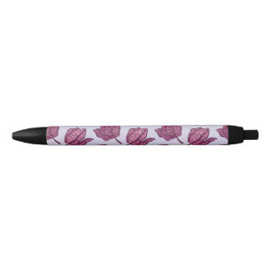 Pink Flower Pattern Pastel Floral Physalis Bloom Black Ink Pen