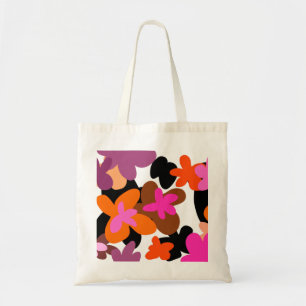 Pink flower pattern tote bag