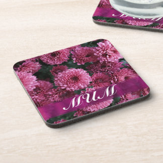 Pink flower personalised mother coaster
