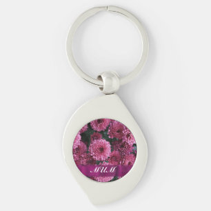 Pink flower personalised mother key ring