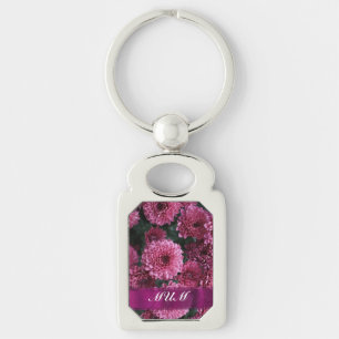 Pink flower personalised mother key ring
