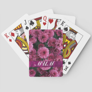 Pink flower personalised mother playing cards
