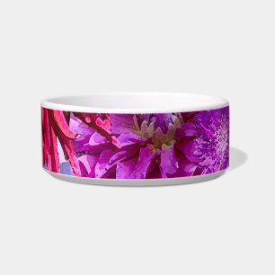 pink flower pet bowl, dahlia pet bowl
