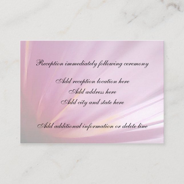 Pink Flower Petal Reception Card (Front)