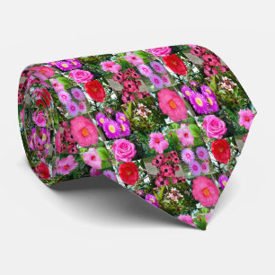 Pink Flower Photo Collage, Tie
