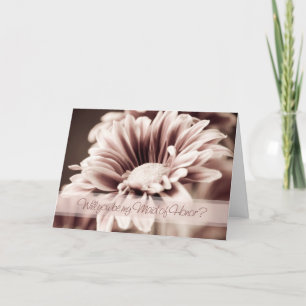 Pink Flower Photo Maid of Honour Invitation Card