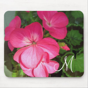 Pink Flower Photo Monogram Mouse Pad