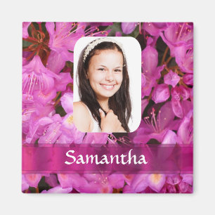 Pink flower photo template magnet